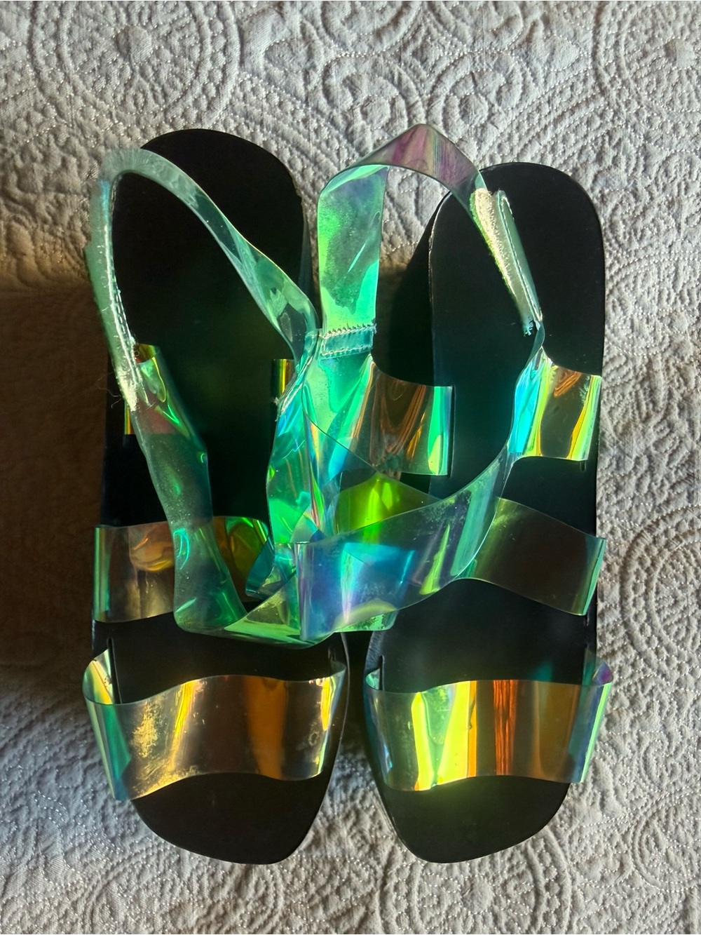 Bought at H&M FUN Iridescent Black VR/AR Accessory Strap SANDALS 4inch/3inch pad